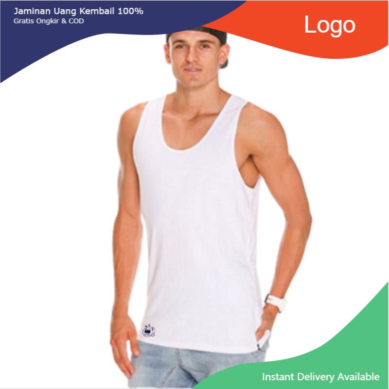 TERMURAH Kaos Singlet  Pria SWAN Full Katun Premium