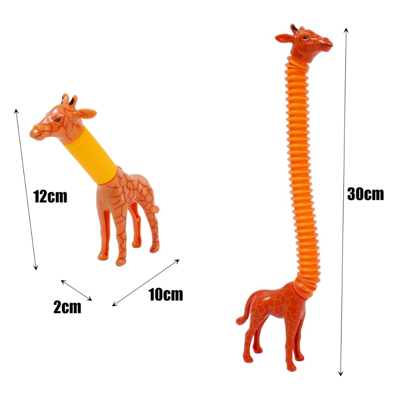 Children Funny Retractable Giraffe Pop Tubes Toys / Cartoon Animals Stretching Spring Tube Toy /Kids Stress Relief Sensory Learning Puzzle Toy