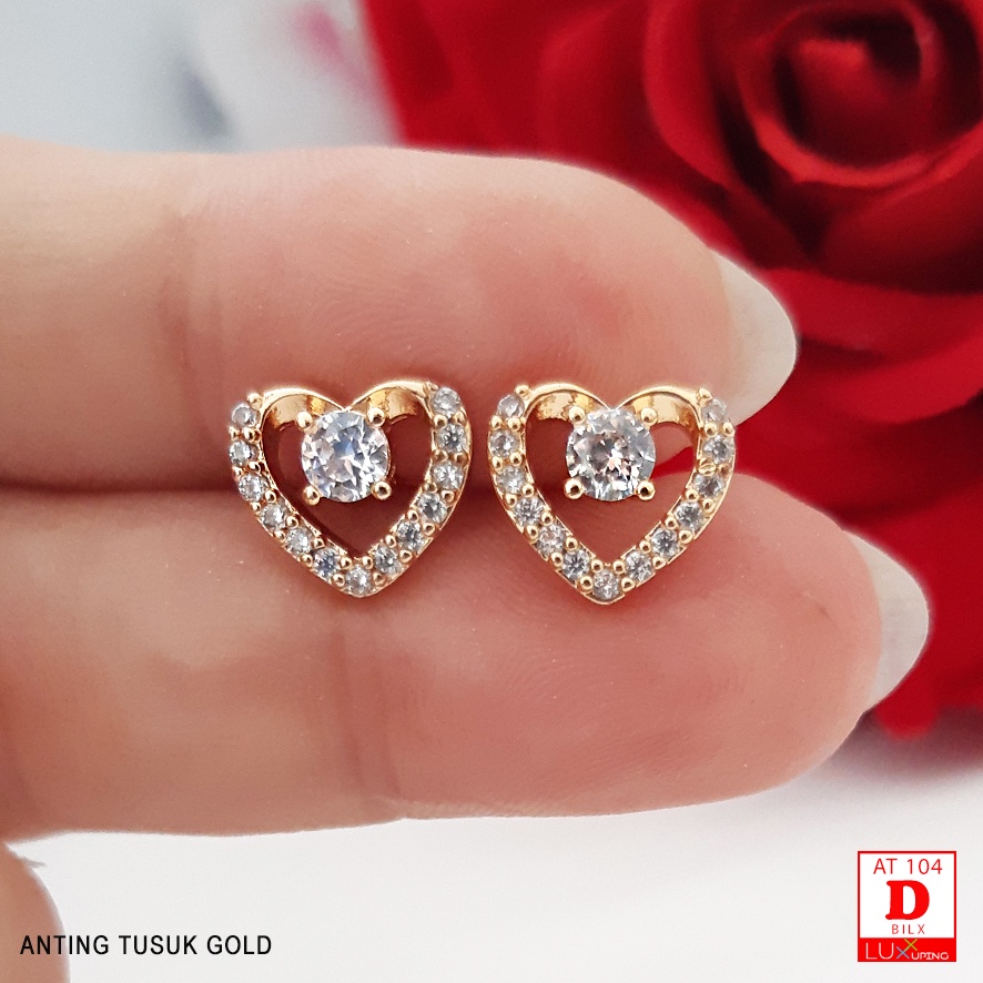 AT 104 Anting Tusuk Xuuping Angsa Perhiasan Lapis Emas 18K Permata Sirkon Luxx Xuping