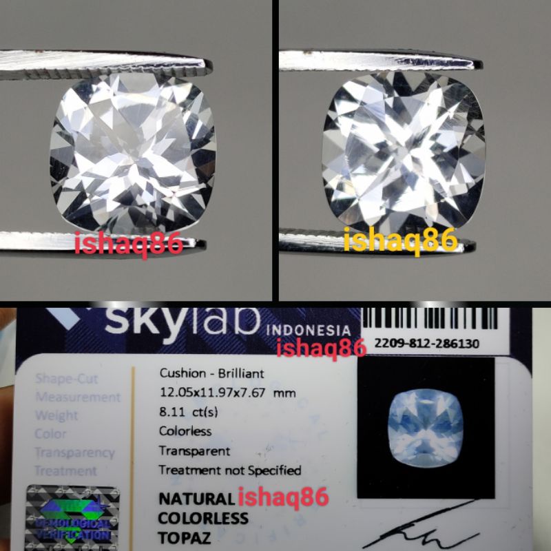 NATURAL COLORLESS TOPAZ WHITE TOPAS PUTIH MEMO SKYLAB 6130