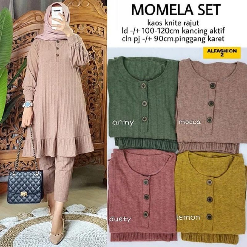 SETELAN STELAN STLAN CELQNA CELANA PANJANG LENGAN PANAJANG PREMIUM MOMELA SET JUMBO KAOS ADEM