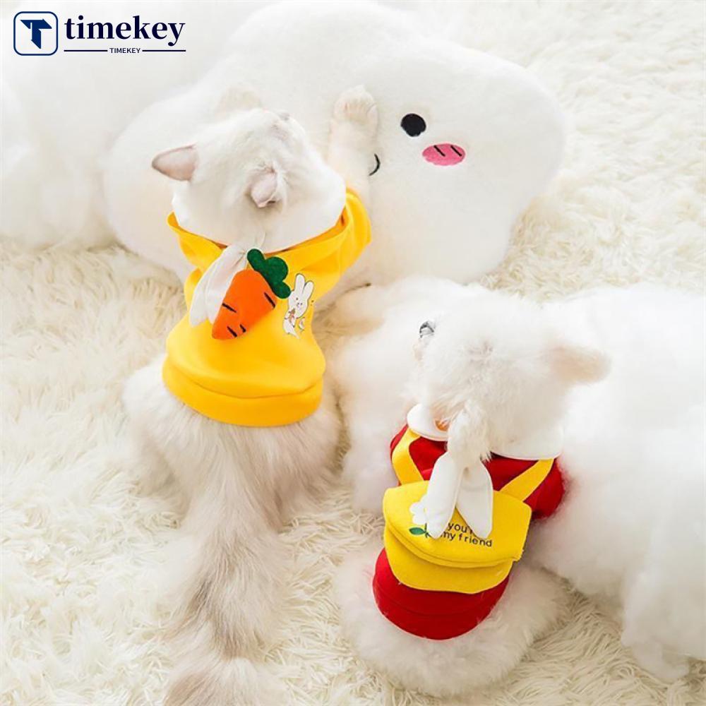 Timekey Baju Anjing Peliharaan Motif Kartun Bahan Plush Hangat Untuk Musim Dingin C6V2