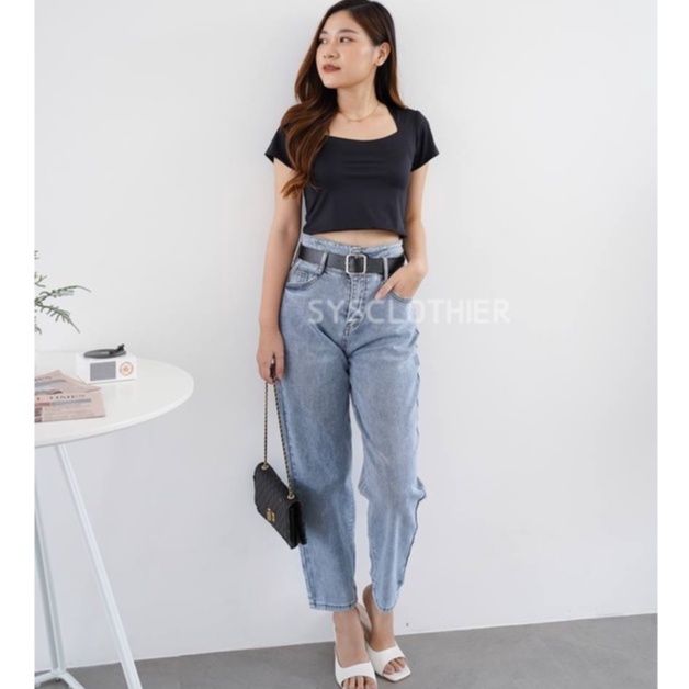 CELANA JEANS WANITA BAGGY #8829 import + BELT-SYSCLOTHIER