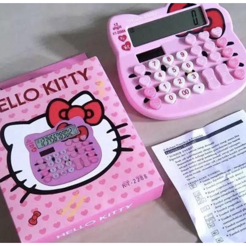 

KALKULATOR KEPALA HELLO KITTY PINK LUCU 12 DIGIT