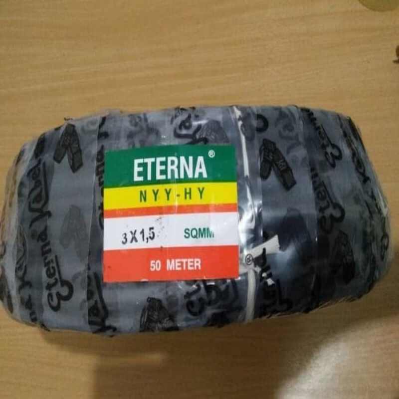 Kabel Listrik Eterna NYYHY 3x1.5 mm ETERNA NYYHY 3x1,5 HITAM SERABUT 1ROLL 50 meter