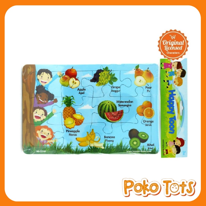 Happy Toon Fruity Puzzle 12pcs Jigsaw Puzzle Buah-Buahan WHS