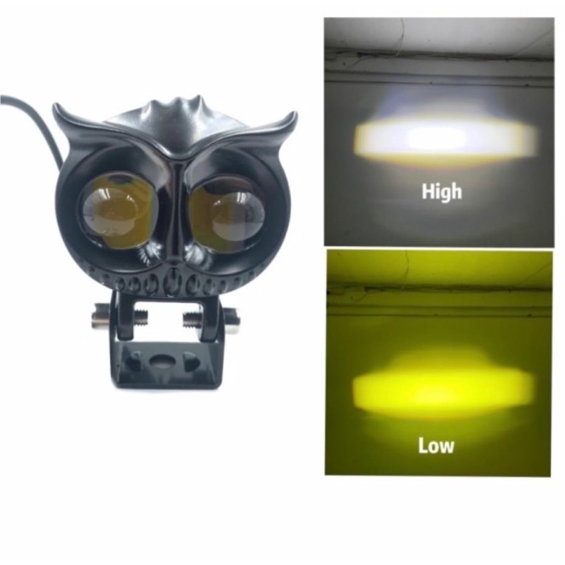 Lampu Tembak Laser LED D2 Owl 2 Warna Putih Kuning Jauh Dekat Dijamin Terang