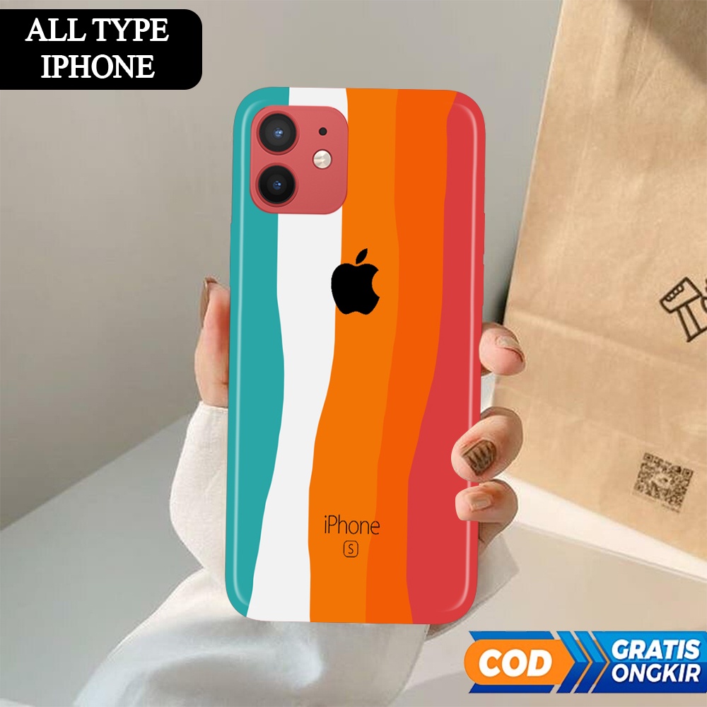 [H74] Case IPHONE 11 12 13 Casing & Cover Pelindung Hp Doft Rainbow For All Type Handphone | Hardcas