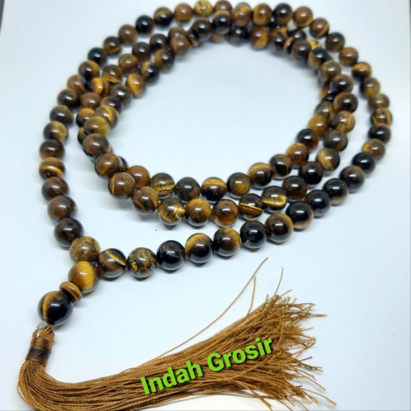 TASBIH BATU TIGER EYE BIDURI SPAH 10MM 108BUTIR NATURAL