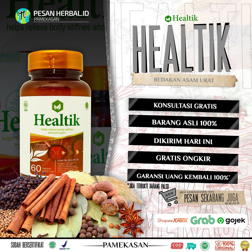 HEALTIK ISI 60 KAPSUL | HEALTIK OBAT REMATIK HERBAL | HEALTIK ORIGINAL