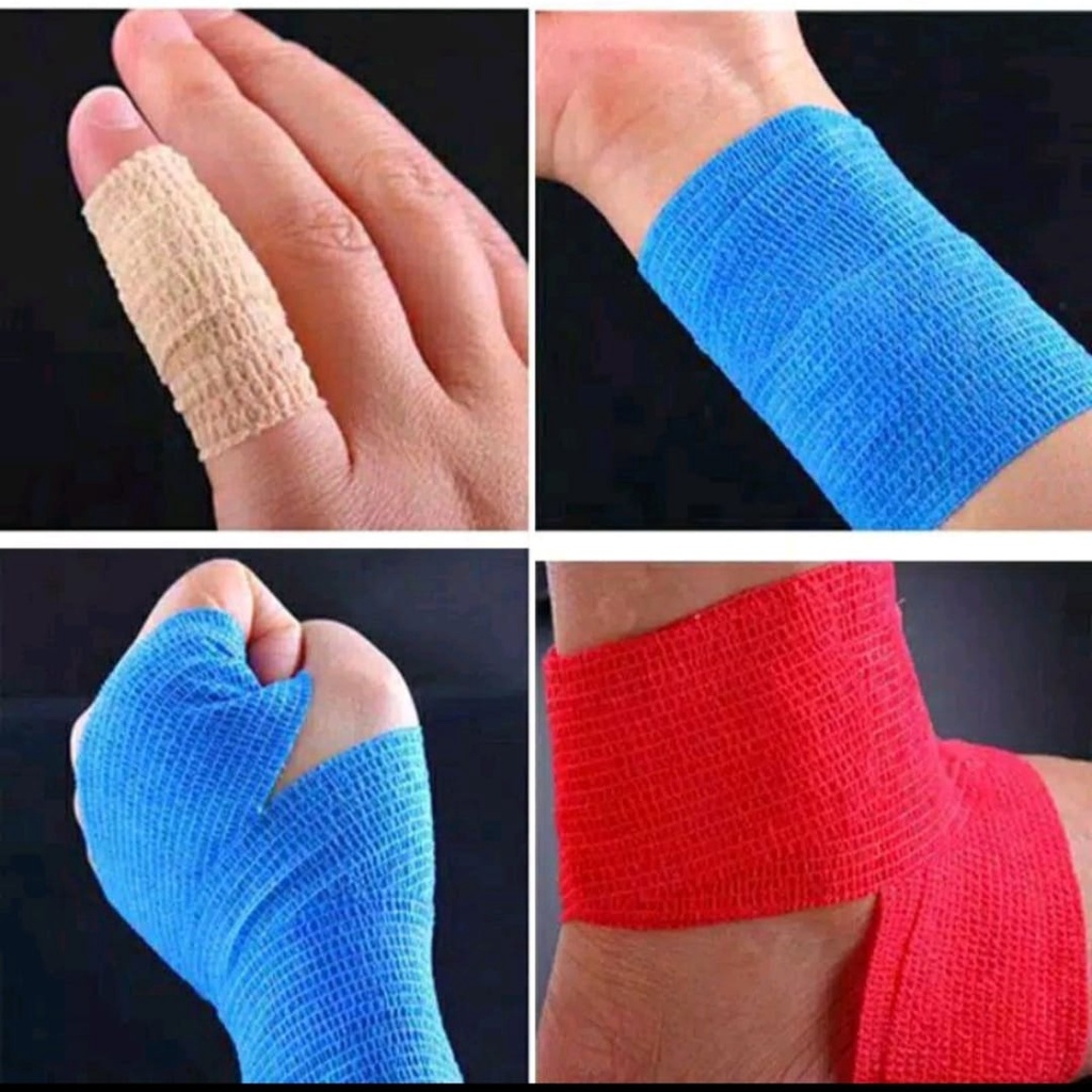 FINGER TAPE/ PERBAN ELASTIS / PERBAN BERPEREKAT / COHESIVE BANDAGE UKURAN 5CM X 4,5M