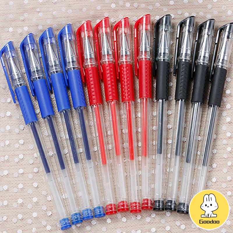 Pulpen Gel Ink 0.5MM Alat Tulis Kantor Sekolah Pena Pen Tinta Cair Standart Warna Merah Hitam Biru-Doo