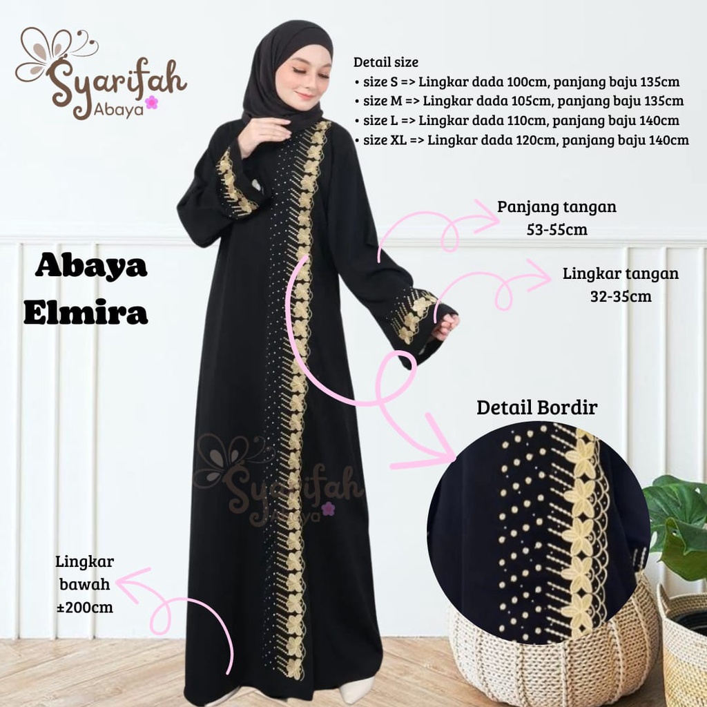 ABAYA BORDIR ELMIRA ABAYA HITAM ABAYA TURKEY ABAYA ARAB ABAYA DUBAI TERLARIS