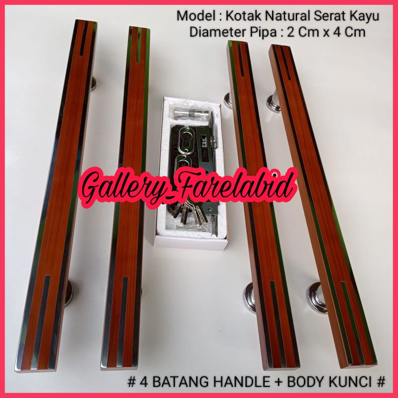 Handle Pintu Rumah Stainless Steel 80 Cm Set Kunci Gagang Pintu Rumah Modern Set Body Pelor Pegangan Pintu Kupu Tarung Set Tarikan Pintu Rumah Minimalis Set