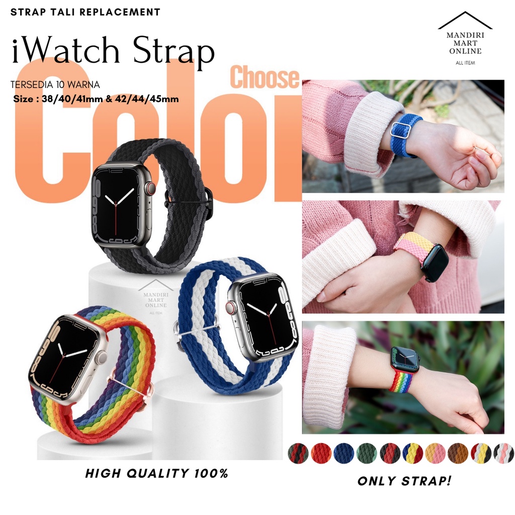 Strap Apple Watch New Braided Nylon Series 7/SE 6/5/4/3/2/1 Tali iwatch Nilon 38mm/40mm/41mm/42mm/44mm/45mm