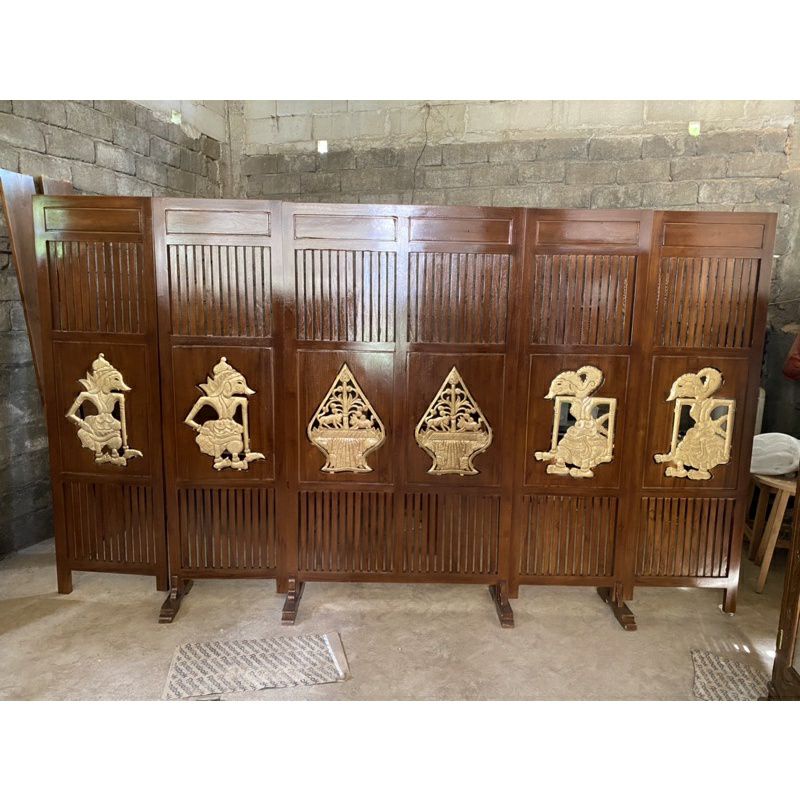 (Gratis ongkir sejawa) sketsel / penyekat ruangan minimalis jati ukir wayang ukur 3 meter