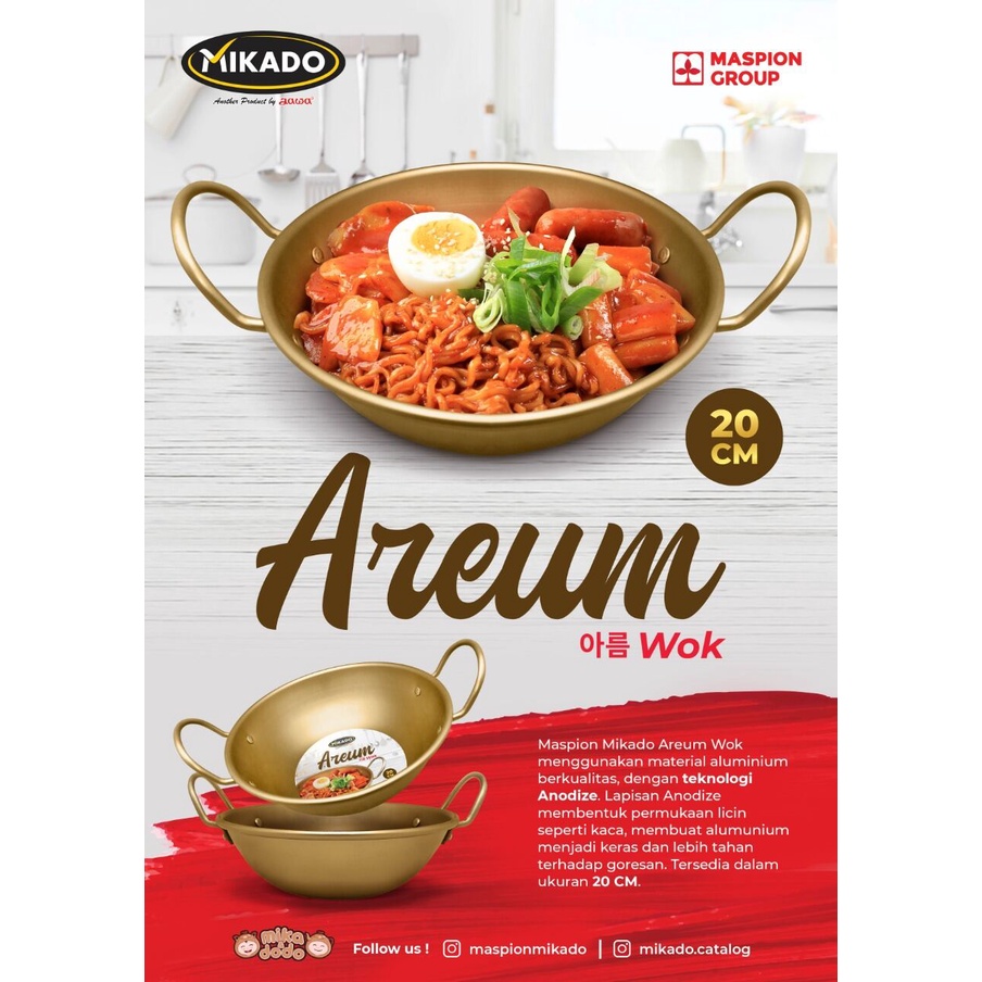 Maspion Areum Wok 20cm - Wajan Korean Style / Kuali Aluminium 20cm