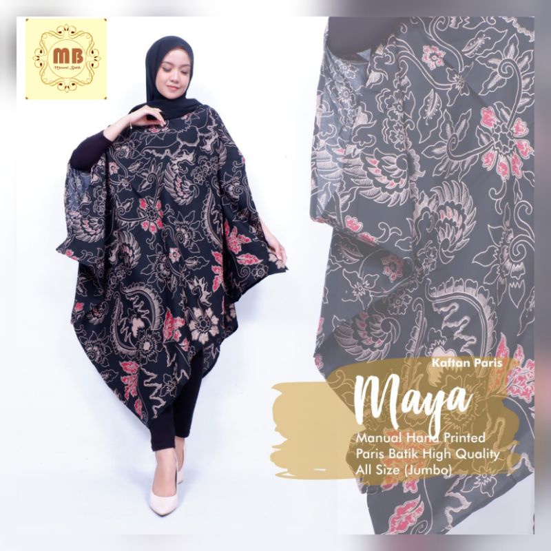 kaftan paris maya hitam batik kondangan wanita kaftan