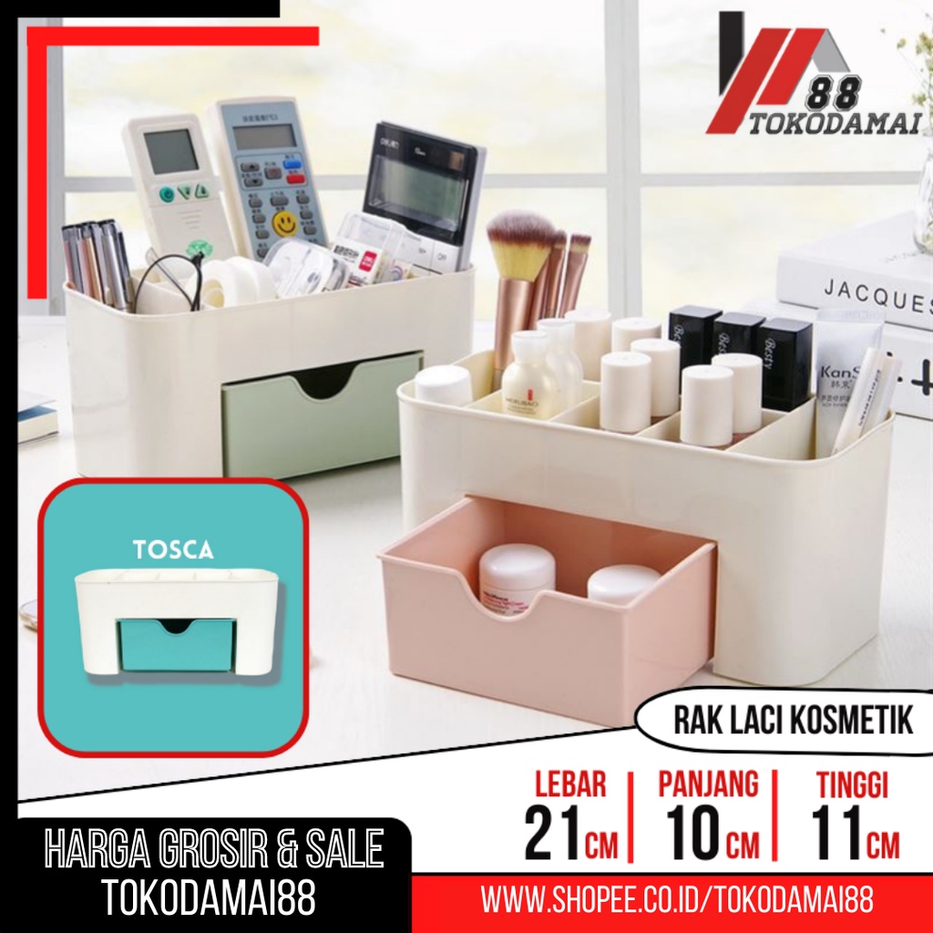 Rak Kosmetik Laci Makeup / Kotak Tempat Penyimpanan Remote TV AC Brush Make Up / Rak Organizer Plastik Wadah Perhiasan