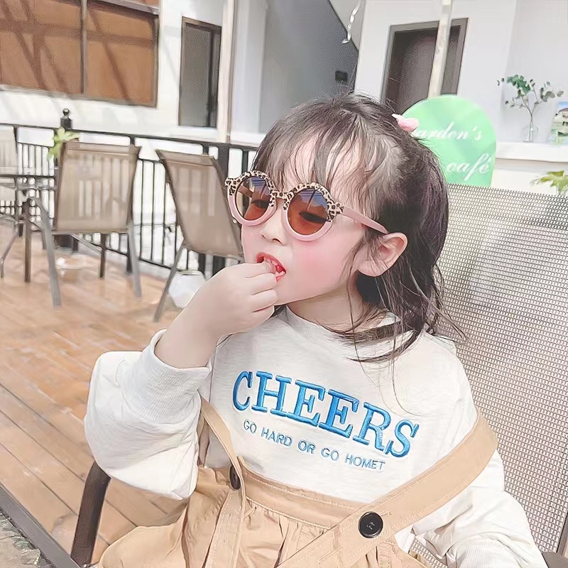 Kacamata Anak Fashion Anak Terbaru Bulat Kacamata Hitam Motif UV protection High Quality Tmall88