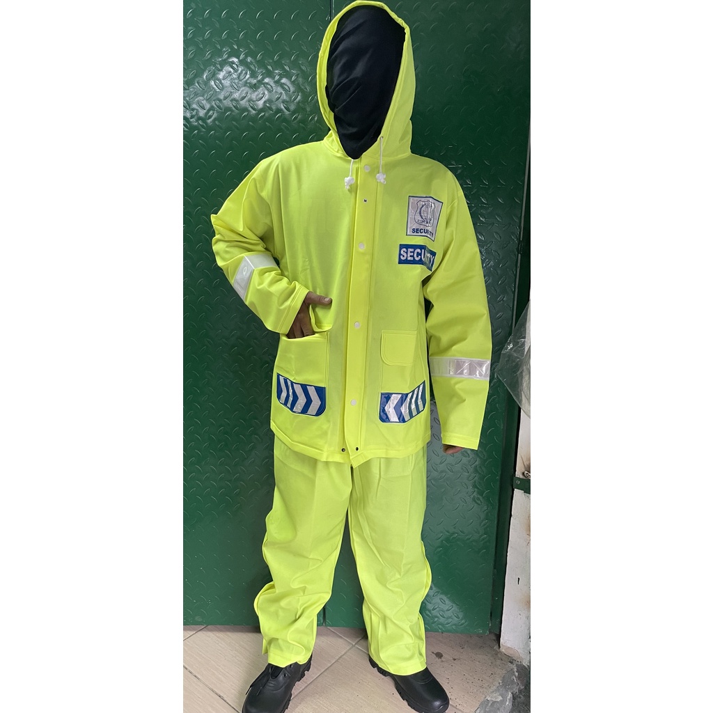 Jas Hujan Security PVC - Jas Hujan PVC Karet Tebal - Jas Hujan Stabilo Jas Hujan Setelan Satpam