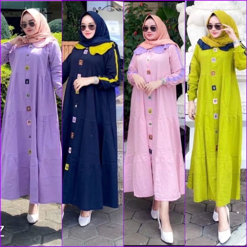 MARISSA MIDI DRES LINEN PREMIUM BUSUI FULL KANCING KEKINIAN TRENDY