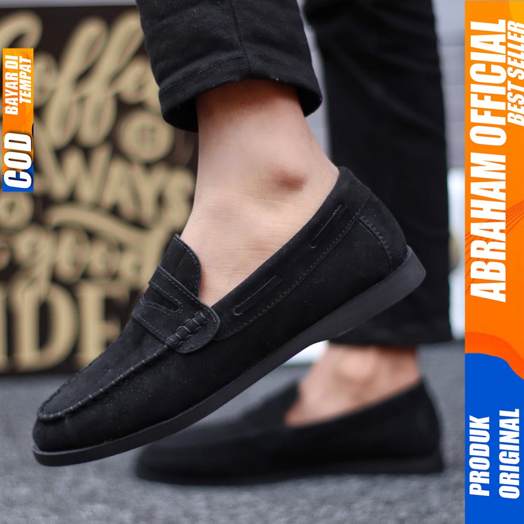 Sepatu Formal Kerja Casual Pantofel Hitam Pria Abraham Domin