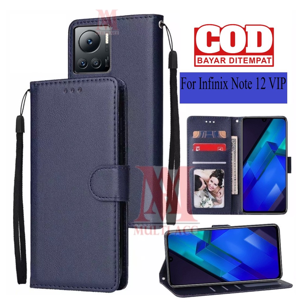 INFINIX NOTE 12 VIP Leather Flip Cover Wallet Case Kulit - Casing Dompet Case Wallet Leather Flip Ca