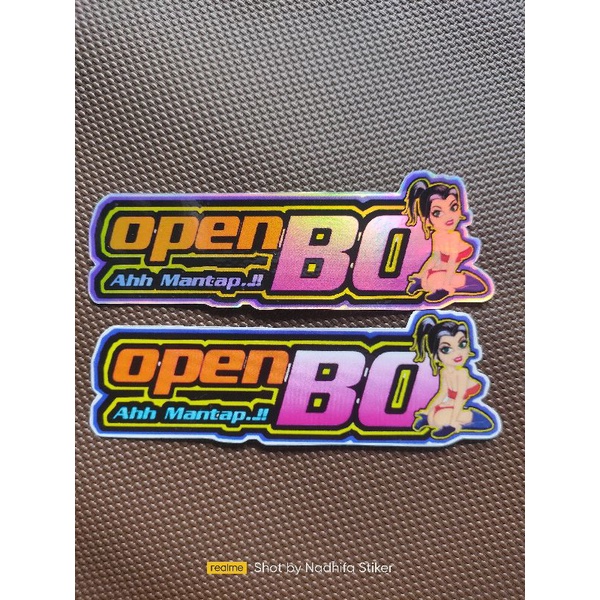 

stiker hologram tulisan "openbo