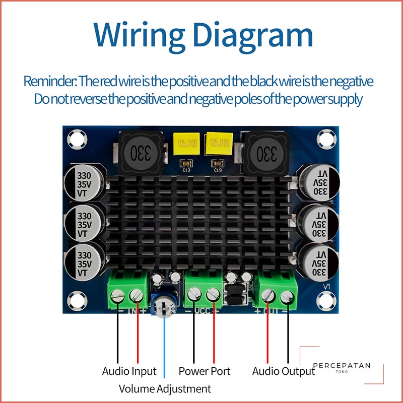 【XH-M542】 Papan Penguat Daya Digital Mono 100W 【TPA3116D2】 Papan Penguat Audio Digital 12-26V