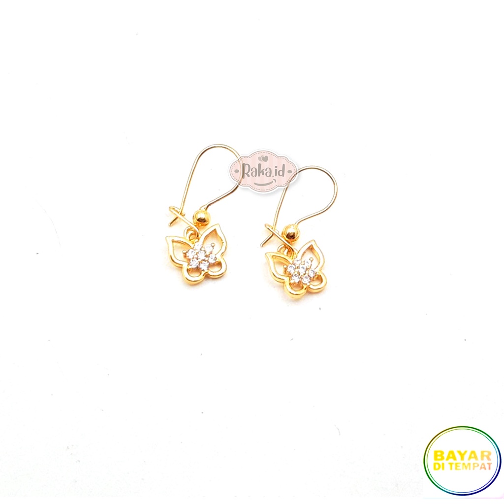 RAKA Acc - Anting Clip / Klip Kupu Mas Gold Perhiasan Aksesoris Wanita 542