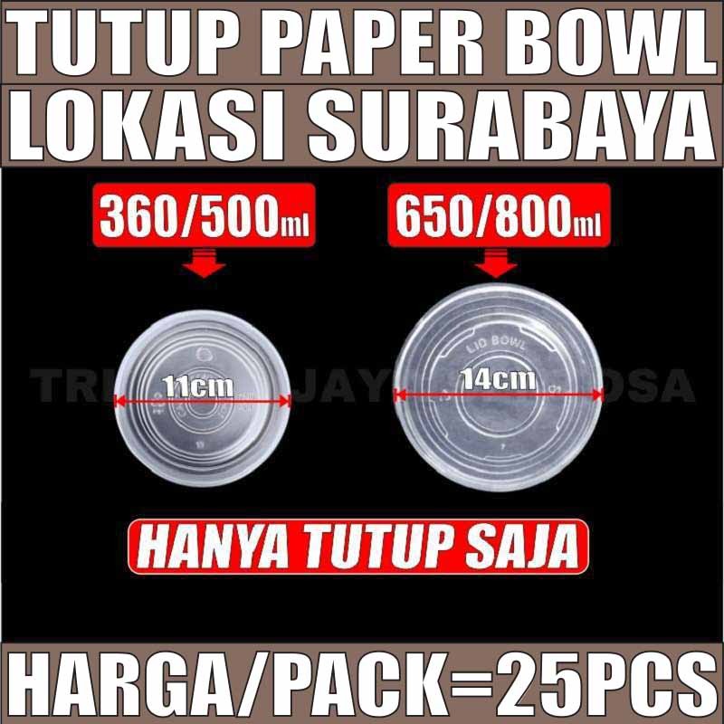 Tutup Paper Bowl 360ml 500ml 650ml 800ml Per Pack Hanya Tutup Mangkok Kertas SBY