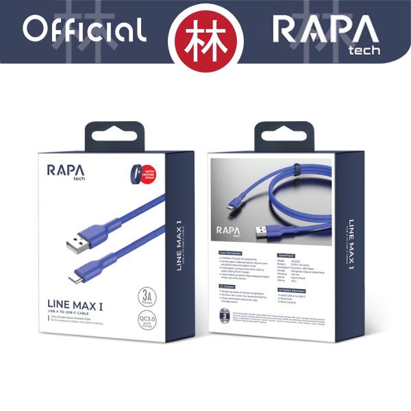 RAPAtech DC2021 - LINE MAX I - USB-A to USB-C Cable Type-C 3A QC3.0