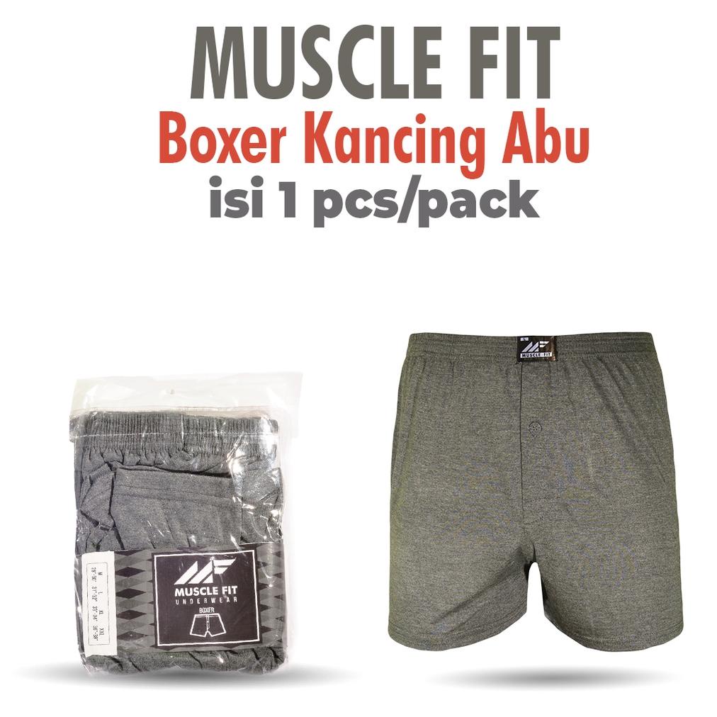 Muscle Fit Celana Dalam Pria Boxer MFBX Kancing BWJ - Abu - 1 pcs