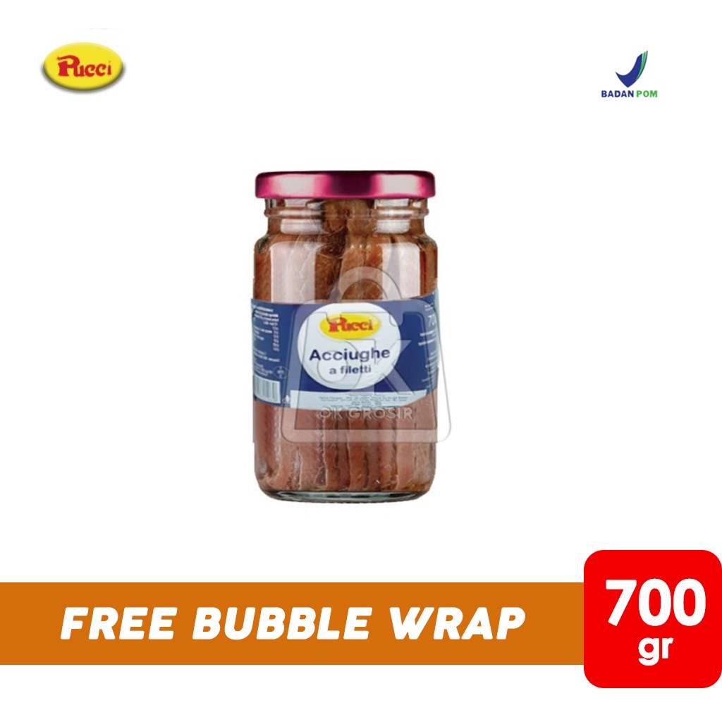 

PUCCI Anchovy Anchovies Fillets in Oil / Ikan Teri Filet (Botol Kaca 700gr)