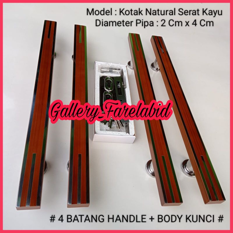 PANJANG 1 METER Handle Pintu Rumah Stainless Steel 100 Cm Kotak Jumbo Full Set Kunci Gagang Pintu Rumah Modern 80 Cm Pull Set Body Pelor Pegangan Pintu Kupu Tarung Tarikan Pintu Rumah Utama Minimalis