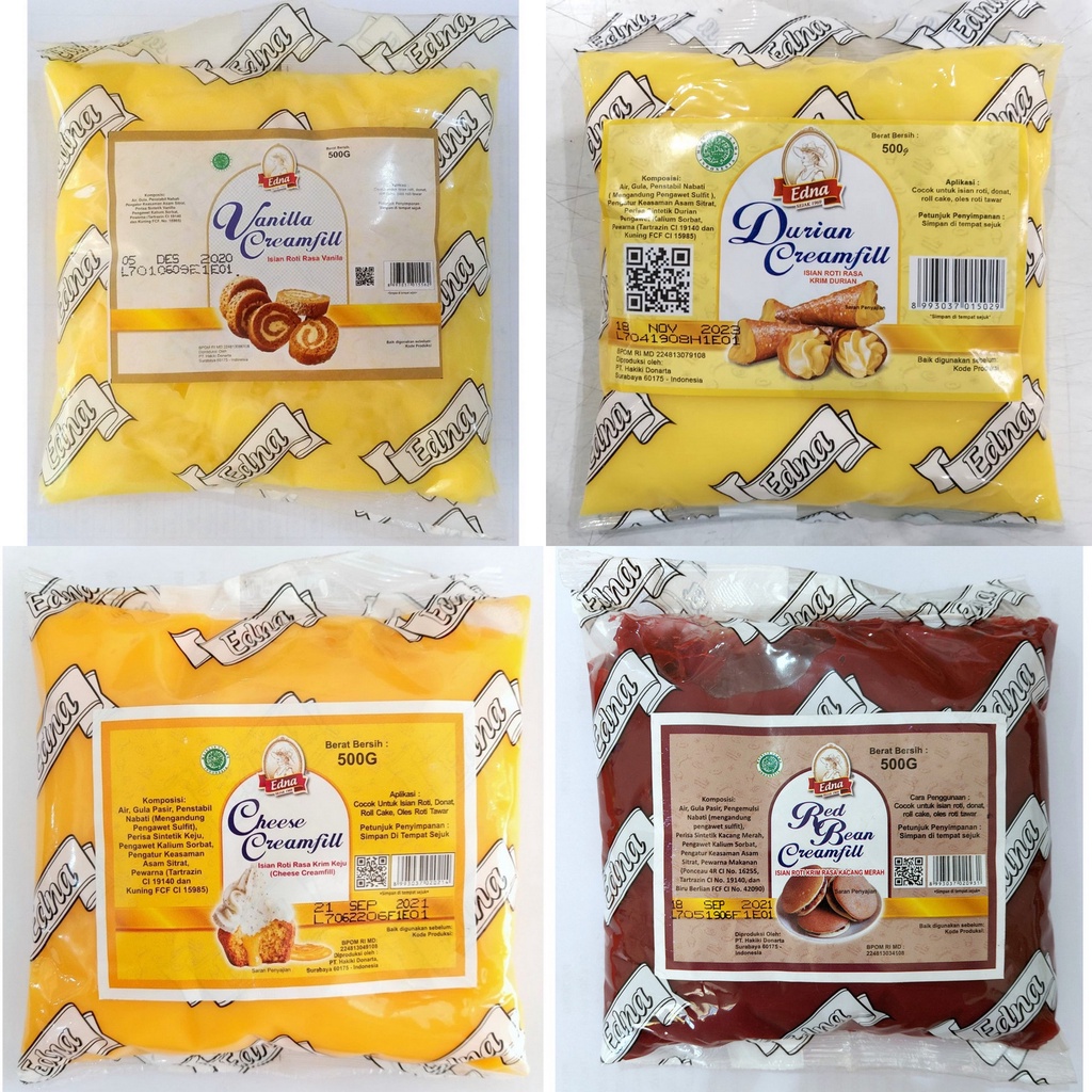 

Edna Cream Filling - Creamfill Vanila - Durian - Cheese - Coklat 500gr