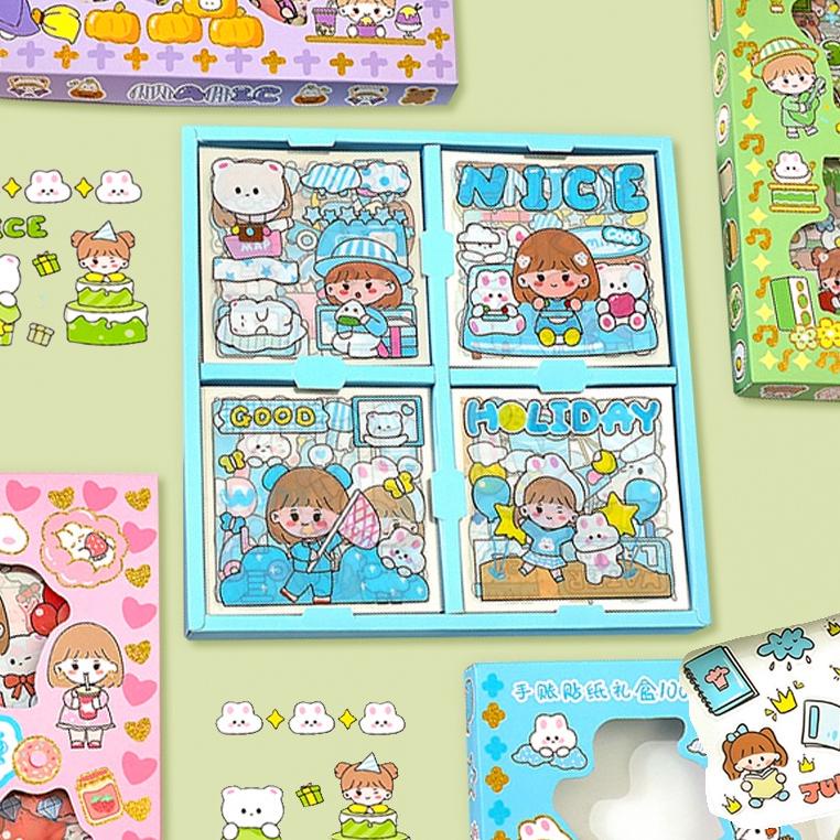 

((Y-ODT_☛)) 100 Lembar Stiker Motif Kartun Korea Lucu Anti Air Dekorasi Handbook Scrapbook DIY-trending