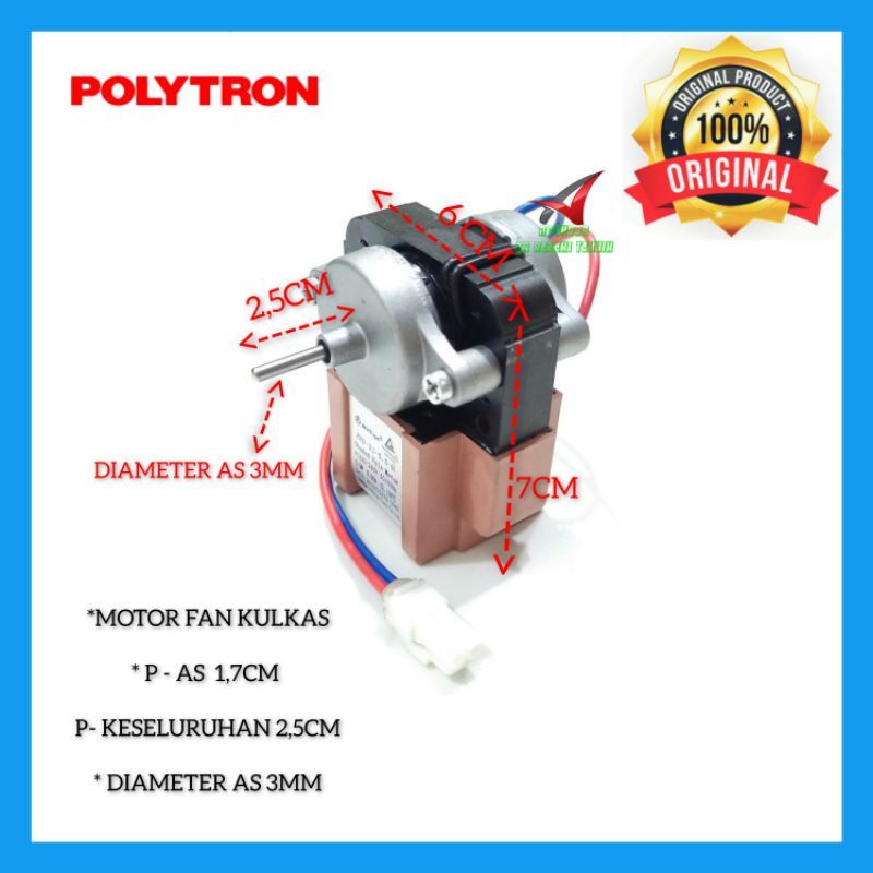 MOTOR FAN - Fan Motor/ Dinamo Kipas Kulkas 2 Pintu POLYTRON Original | AS Pendek