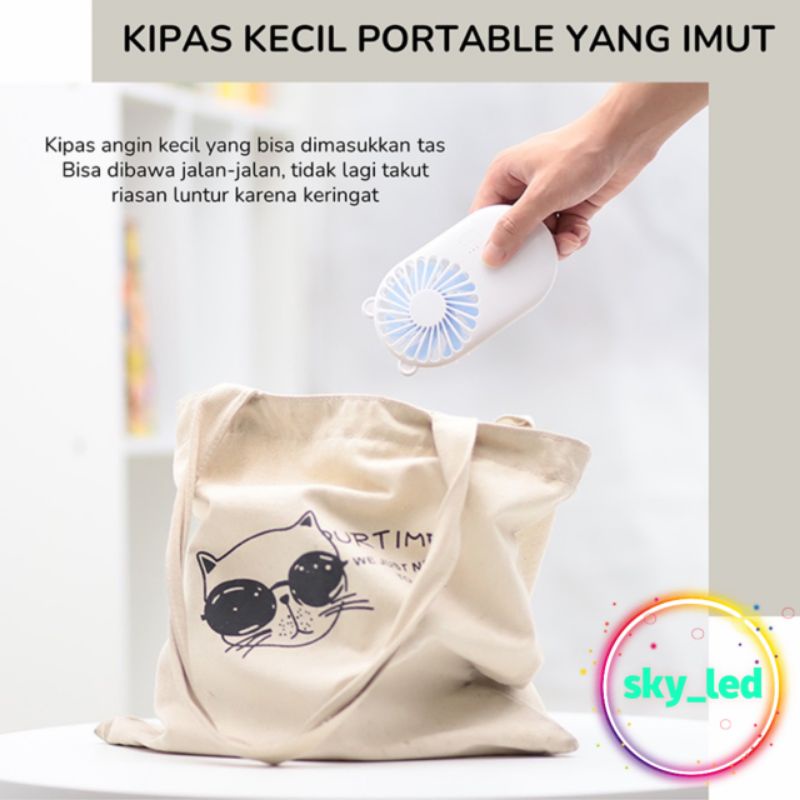 Pocket Fan Kipas Angin Mini Sumber Cute Cooling Fan Portable Phone Holder