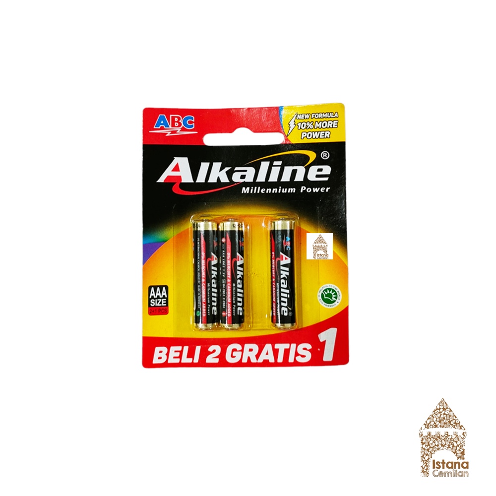 ABC Alkaline AAA Isi 2+1 Pcs Baterai Kualitas Bagus