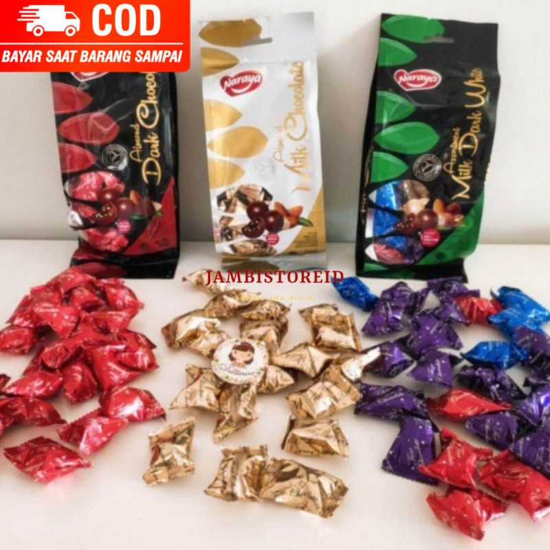 (JAMBISTOREID) JAMBI LANGSUNG KIRIM Permen Coklat Naraya 1 Pak Assortment Milk Dark White Almond Dar