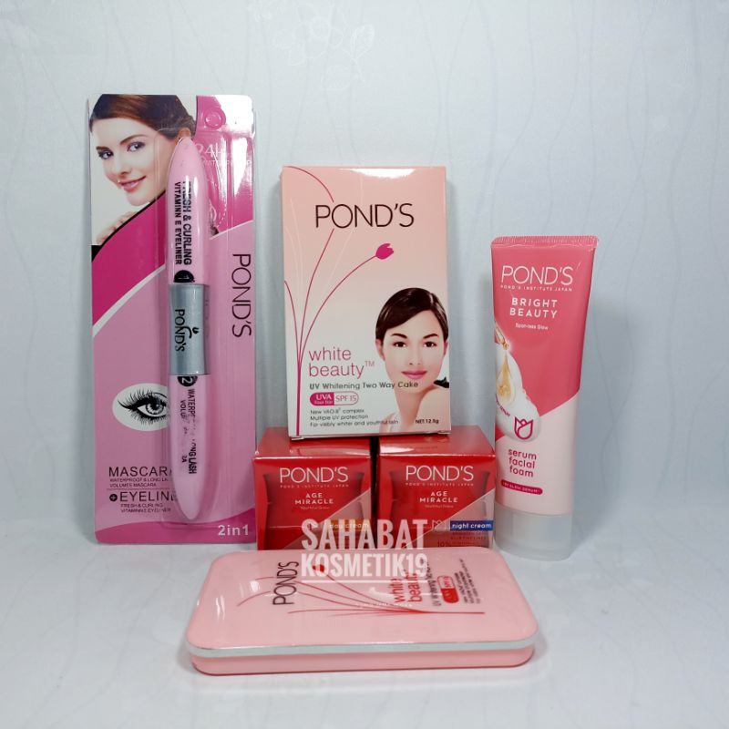 PAKET CREAM POND'S AGE MIRACLE (CREAM+FF+BEDAK+MASCARA+EYELINER)