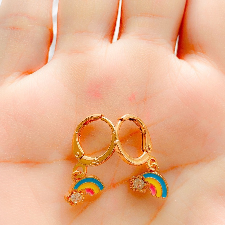 Giwang Anak / Anting Anak Pelangi Zirconia Gold