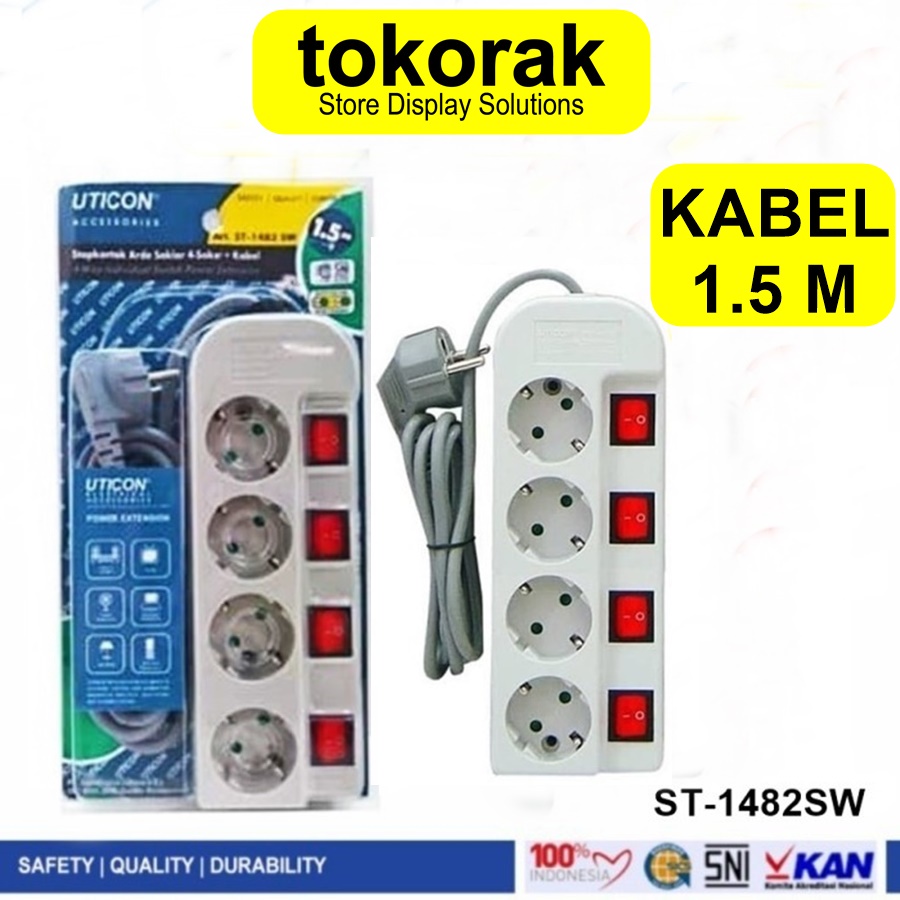 STOP KONTAK 4 LB ARDE + SAKLAR UTICON ST 1482 SW - COLOKAN EXTENTION