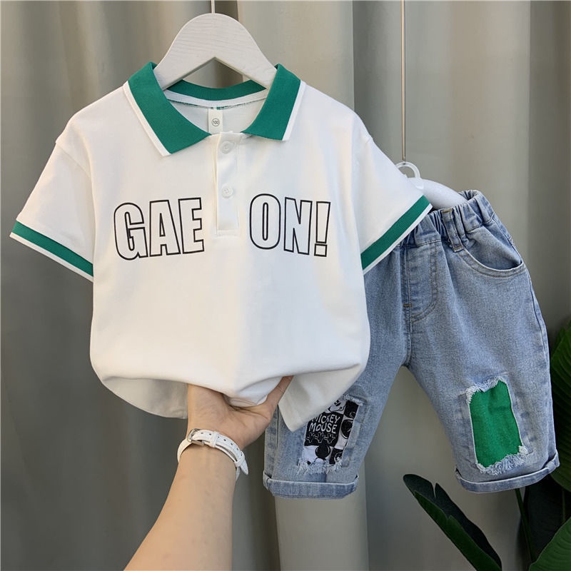 #Sisjuly# Anak laki-laki dan perempuan musim panas polo shirt setelan bayi baru pakaian musim panas