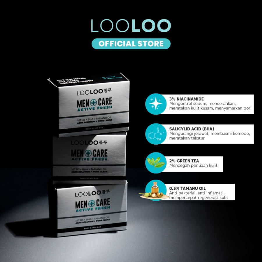 LooLoo Men Care [Body &amp; Face Bar) - Acne Solution &amp; Pore Clear