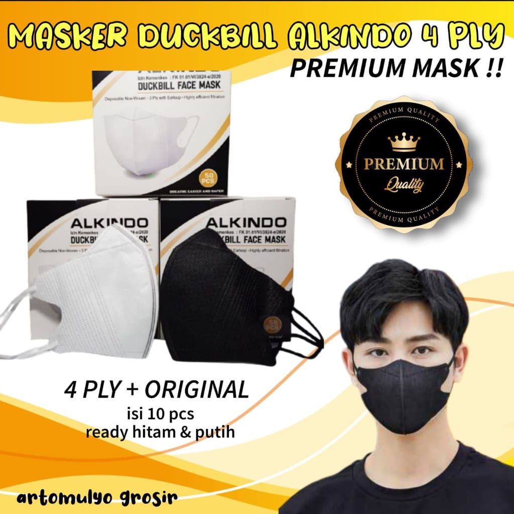 MASKER DUCKBILL MURAH MOUSON ALKINDO ORLEE  Y&amp;B CAREINDO FACEMASK EMBOS ISI 50 PCS HITAM PUTIH WARNA WARNI BOX PREMIUM ORIGINAL