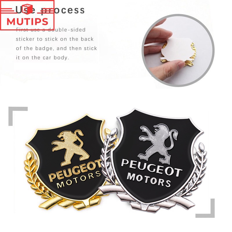 2pcs Stiker Emblem Logo Peugeot 3D Bahan Metal Untuk Dekorasi Mobil 2008 3008 508 408 206 208 207 307 308 5008 406