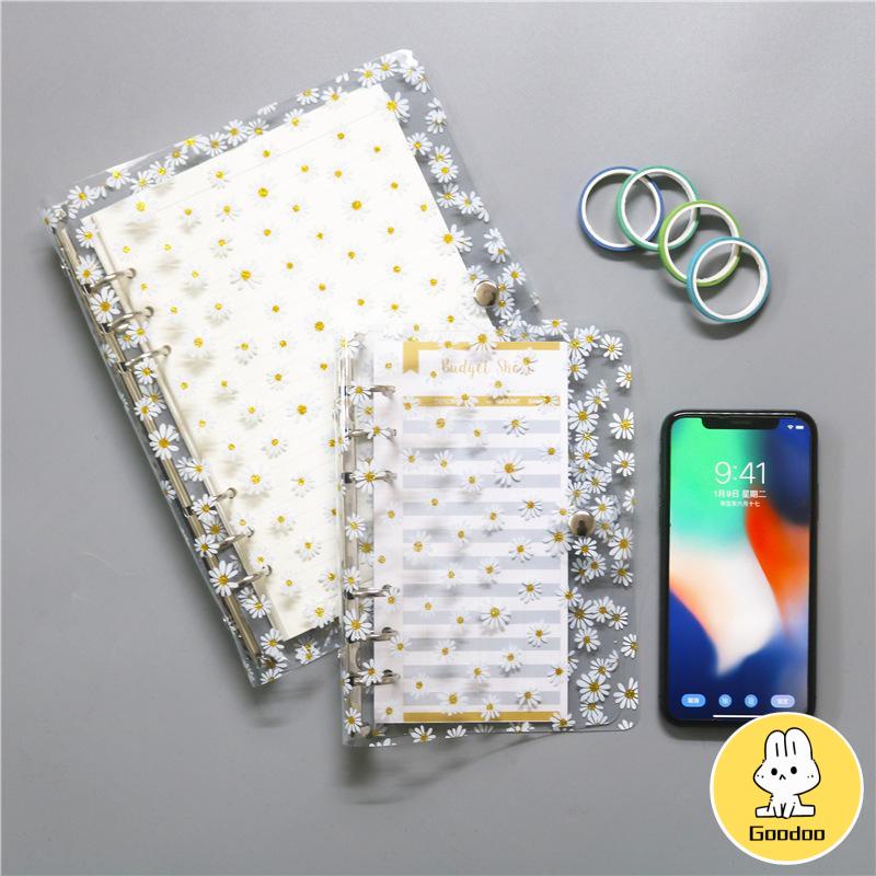 Buku Notebook / Catatan / Diary A6 Cover PVC Transparan Motif Bunga Daisy  -Doo